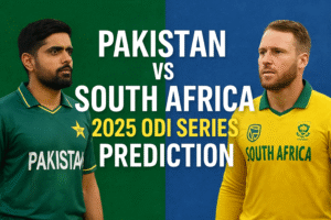 Pakistan vs South Africa ODI cricket match action, players batting and fielding, live cricket moment